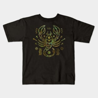 Scorpio Zodiac Gold Abalone Kids T-Shirt